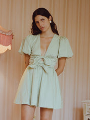 Mini Dress with Bow Cutout and Bow Detail