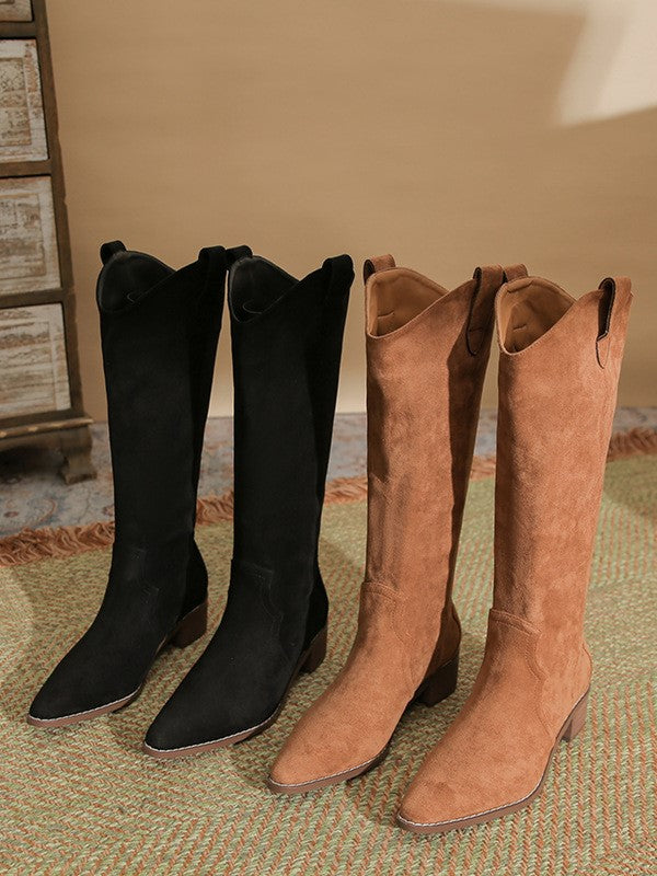 Botas de tacón grueso con punta fina y tacón alto retro botas de montar
