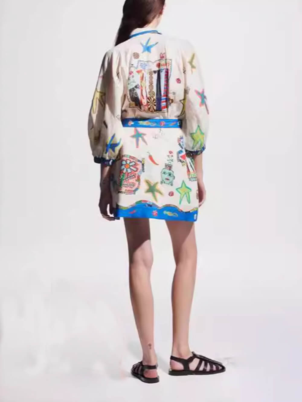 Printed Peplum Temperament Cardigan Dress
