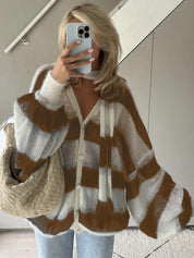 Cardigan Maglione a Righe Accogliente