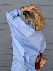 Set of two-piece blue casual shirt