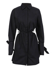 Off-shoulder dress with strap detail at the waist