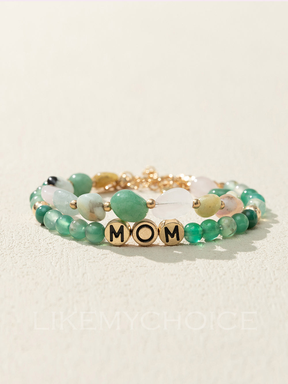 Armband aus natürlichen grünen Achatperlen MOM
