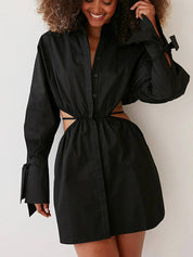 Off-shoulder dress with strap detail at the waist