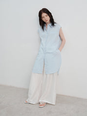 Chic long sleeveless shirt