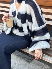 Cardigan Maglione a Righe Accogliente