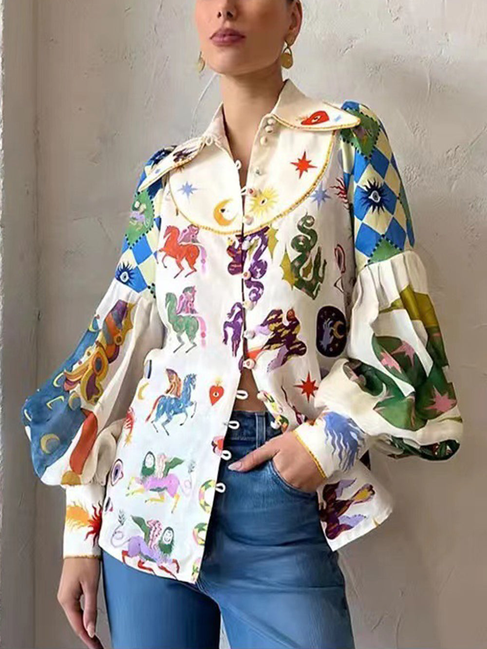 Elegant Balloon Sleeve Shirt