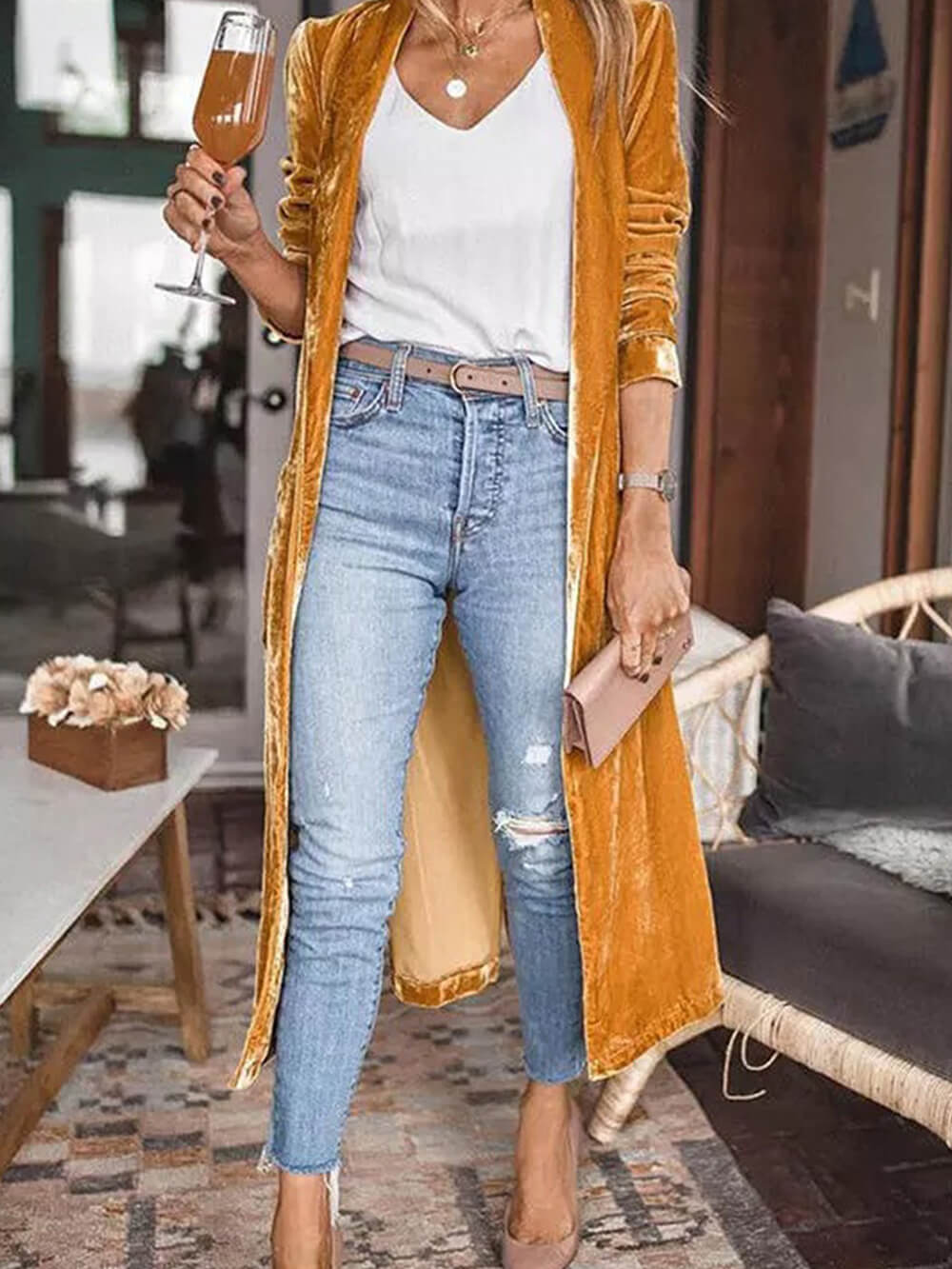 Cappotto Cardigan Lungo in Velluto