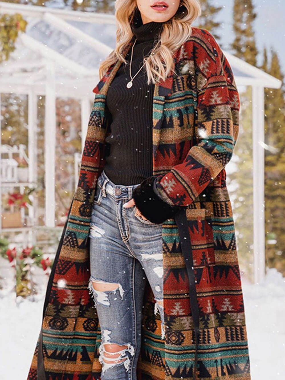 Cappotto Navajo Nordico a Rever Lungo