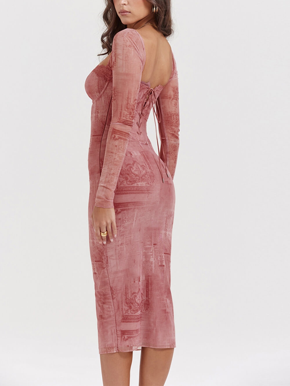 Pink Printed Corset Dress