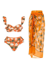 Ruffle blomsterbikini sæt