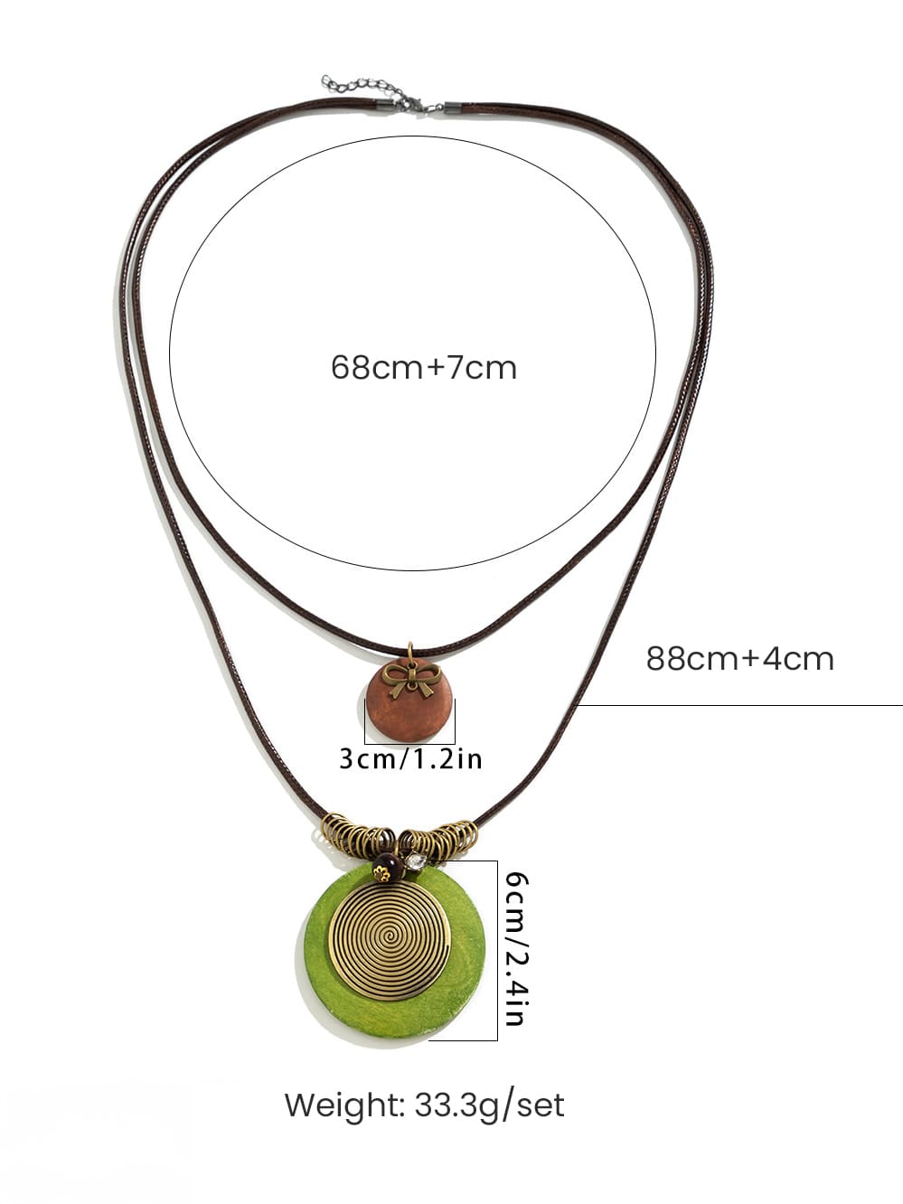 Long necklace with wooden disc beads
