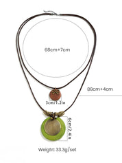 Long necklace with wooden disc beads