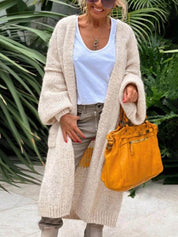 Cardigan lavorato a maglia con motivo a cuore, tasca casual, taglia grande