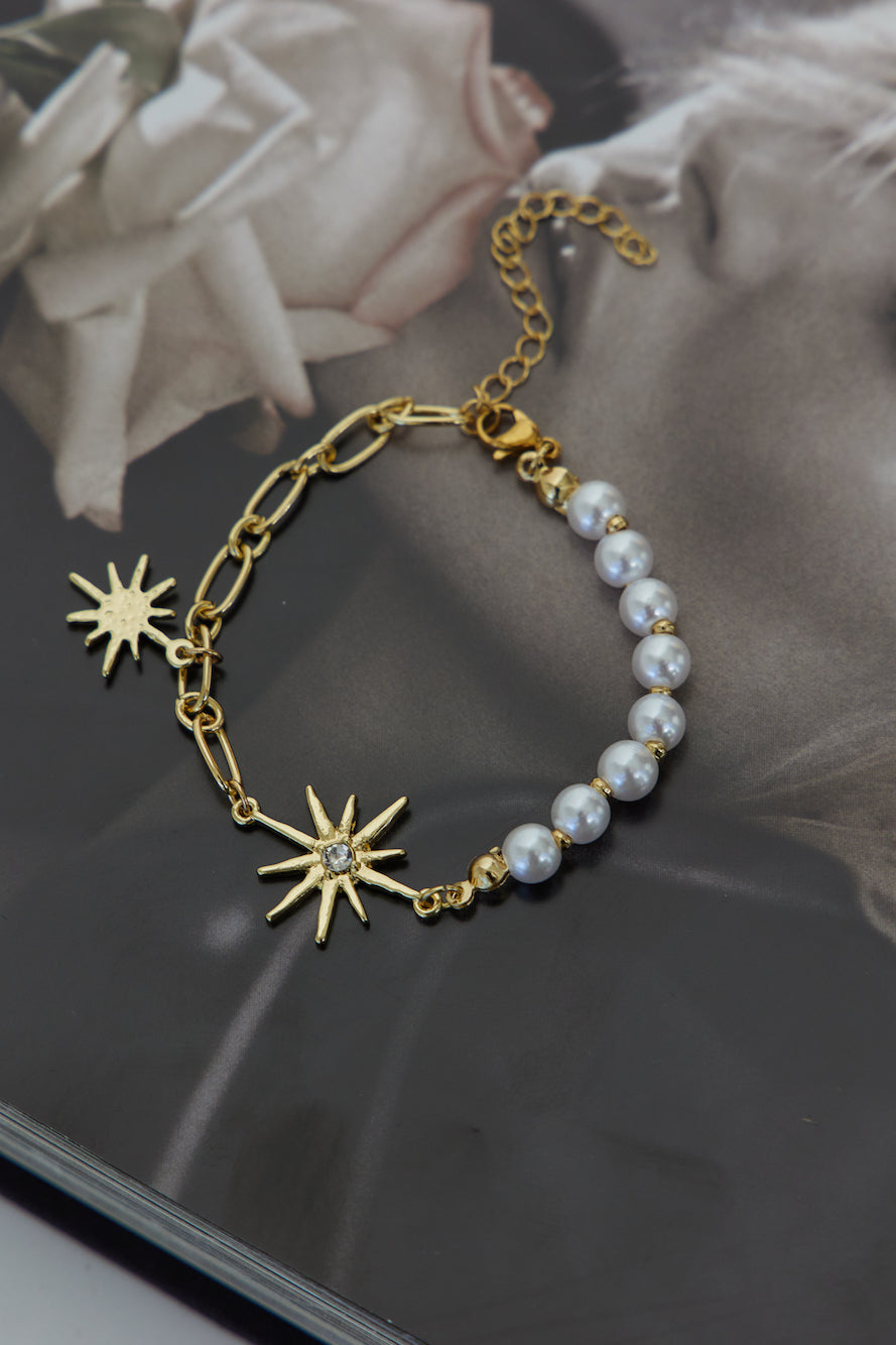 Pulsera Estrellas Bañadas en Oro 18K en Cielo