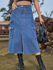 Jeansrock mit amerikanischem Stil und elastischem Bund