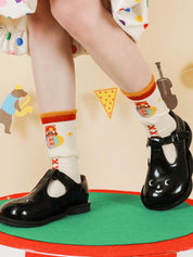 Mid-calf socks with cute cartoon illustration