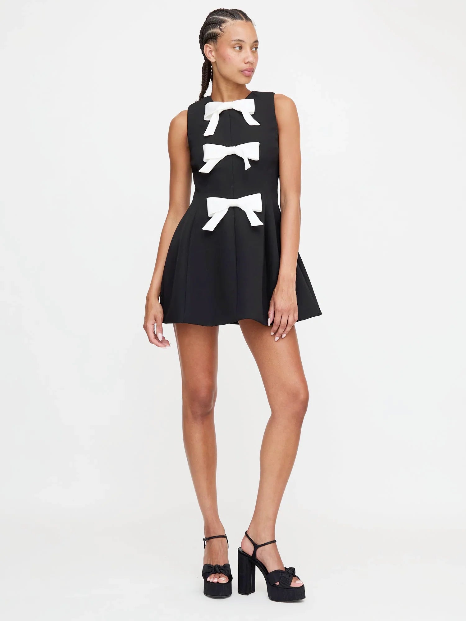 Mini black draped dress with overlay