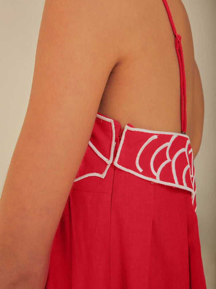 Maxi Dress Linen Blend Fish Top