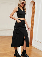 Jeansrock mit amerikanischem Stil und elastischem Bund