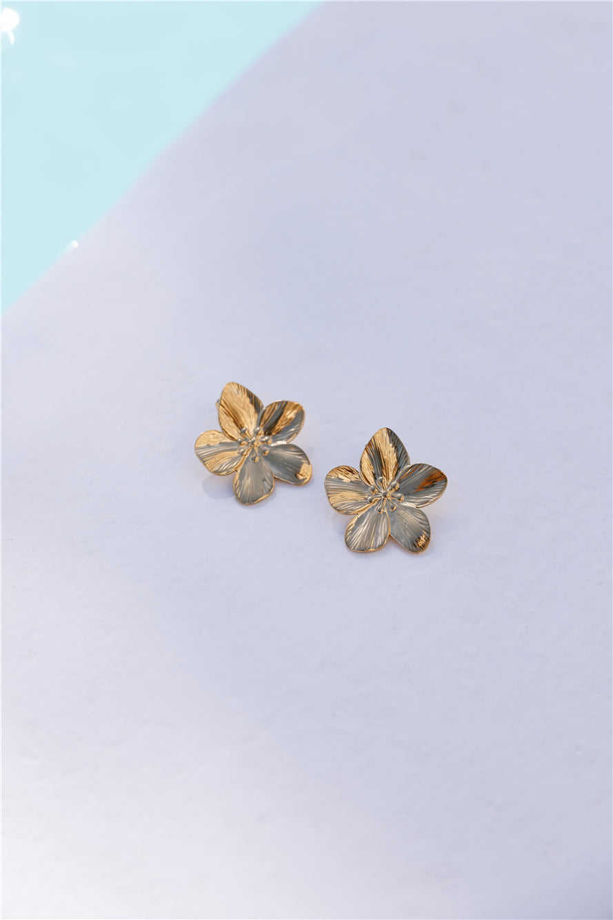 Boucles d'oreilles fleurs Fave plaquées or 18k