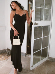 Backless Twill Maxi Dress