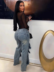 Mode knap-detalje løse jeans