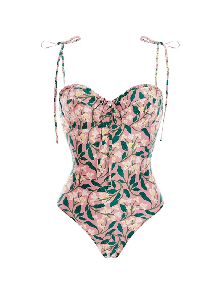 Ruffle High-Waist Blumen-Bikini-Set