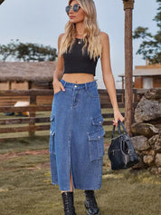 Jeansrock mit amerikanischem Stil und elastischem Bund