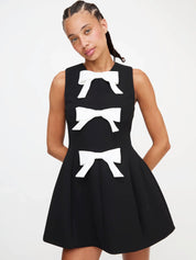 Mini black draped dress with overlay