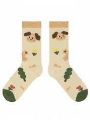 Medias de algodón con estampado de gatito lindo dibujo animado