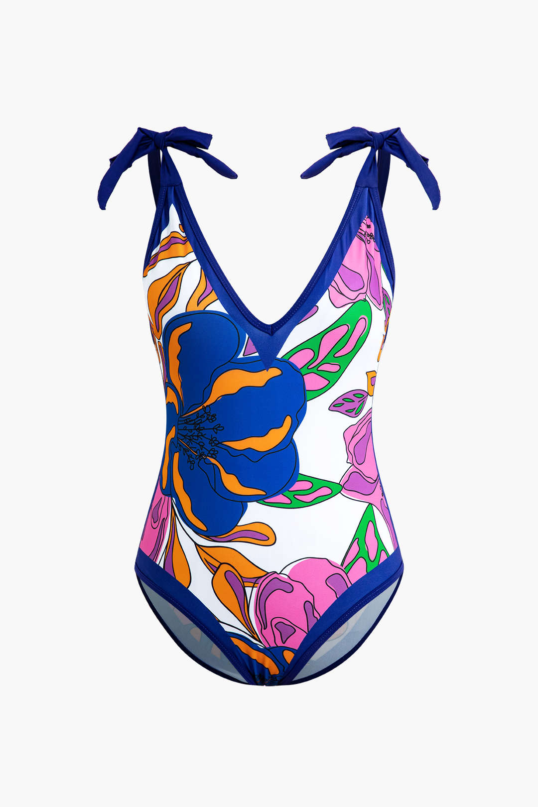 Badedragt med blomsterprint, mavekontrol og tilhørende cover-up-sæt