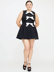 Mini black draped dress with overlay