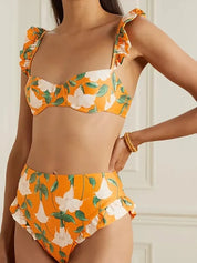 Ruffle blomsterbikini sæt