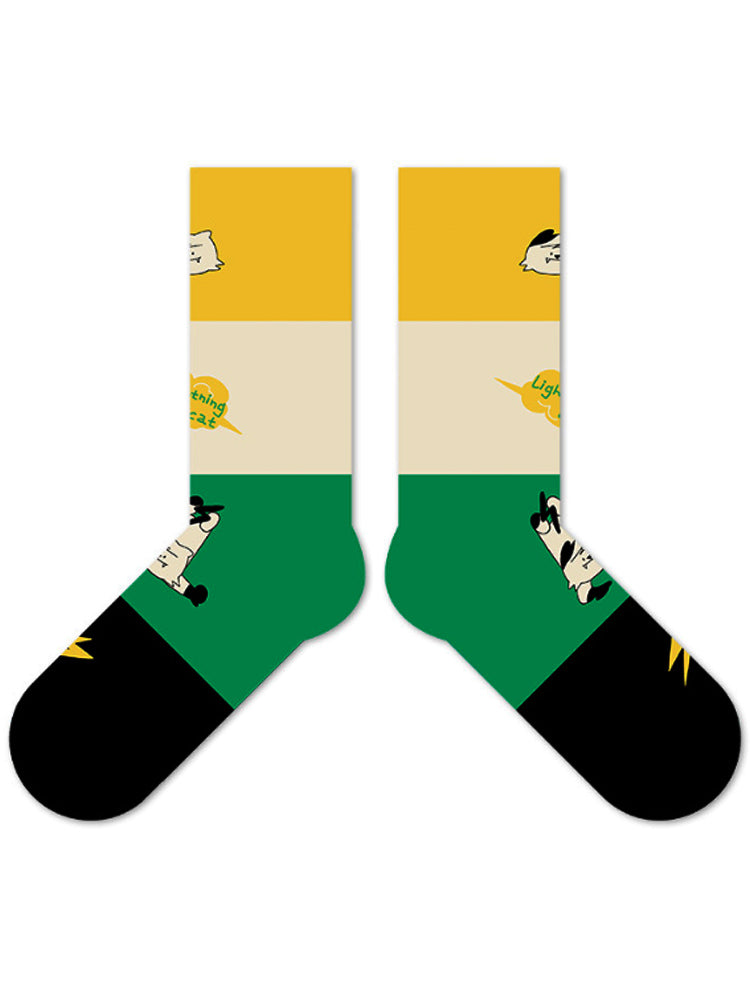 Chaussettes mi-mollet mignonnes à motif de chaton cartoon