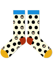 Calzini con pois e pinguino da cartone animato carino