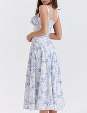 Slip dress with pink herringbone print