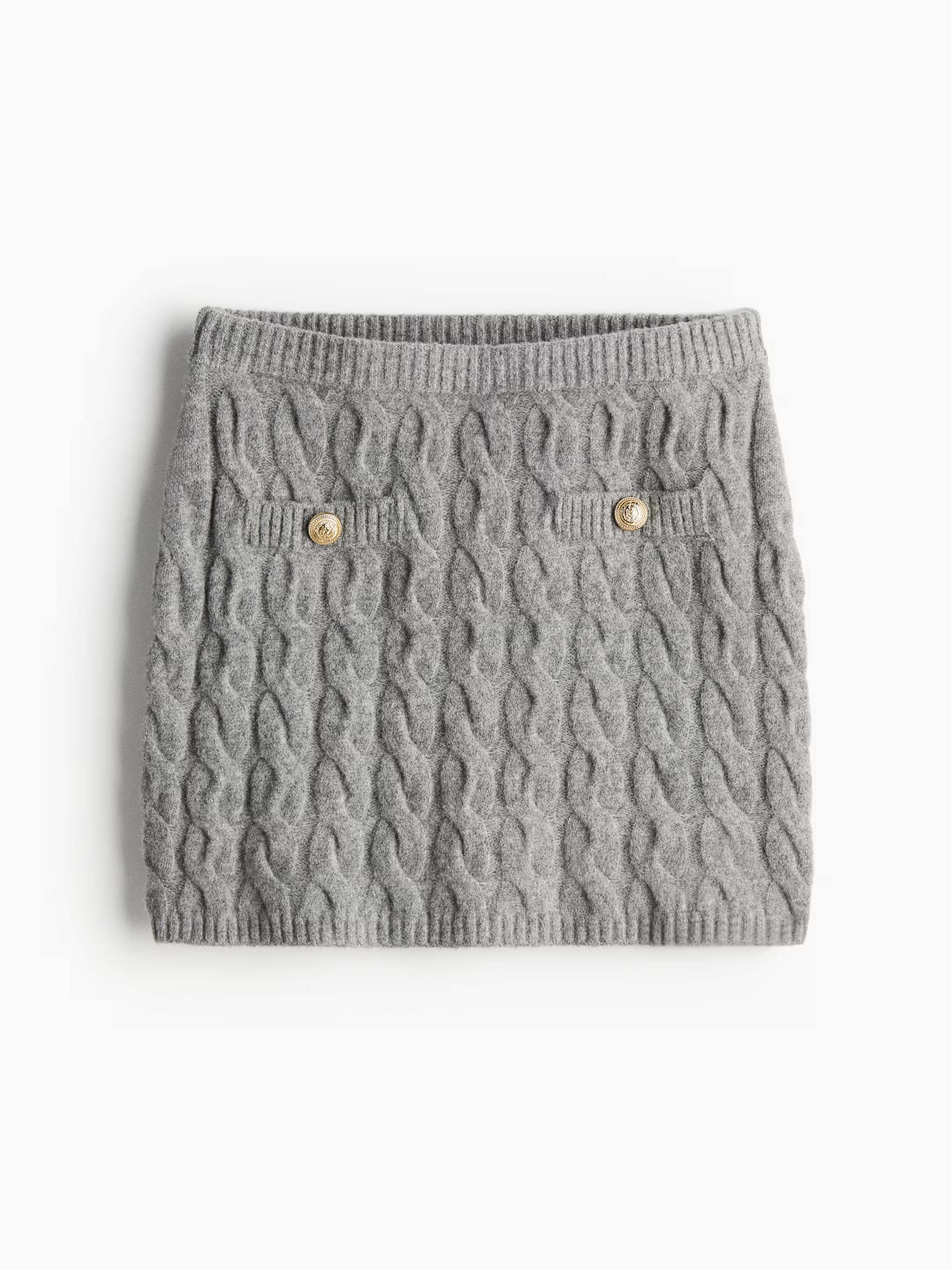 Cable-Strikket Cardigan Mini Nederdel Sæt