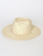 Natural Straw Fedora Hat with Shells