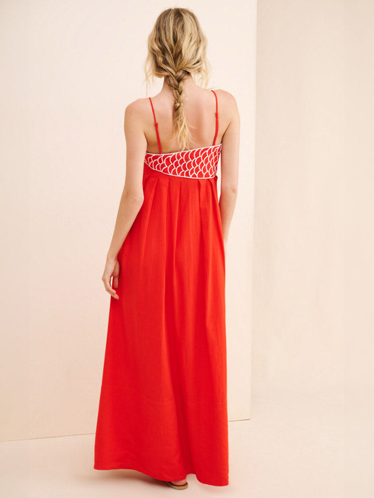 Maxi Dress Linen Blend Fish Top