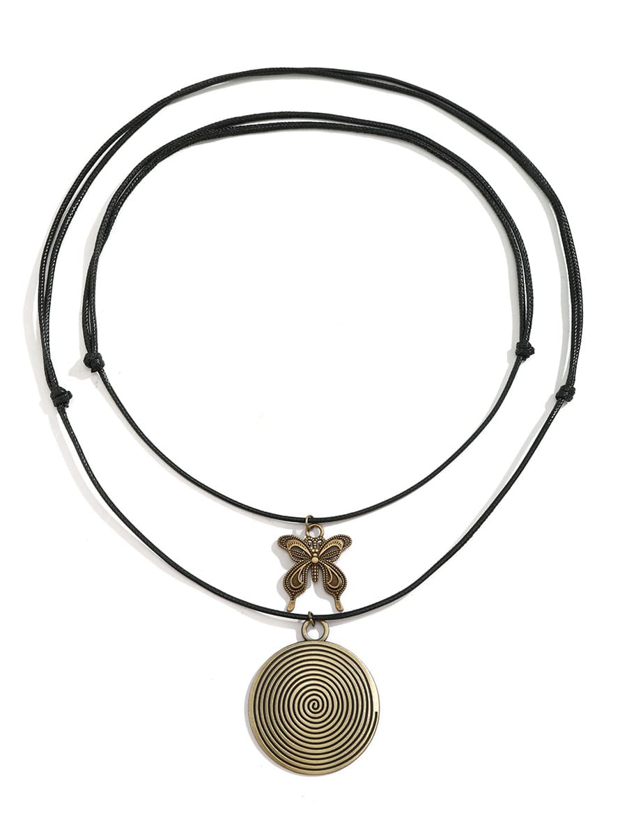 Long necklace with wooden disc beads