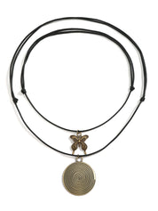 Long necklace with wooden disc beads