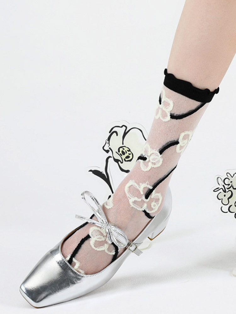 Hübsche transparente Kristallsocken mit Muster