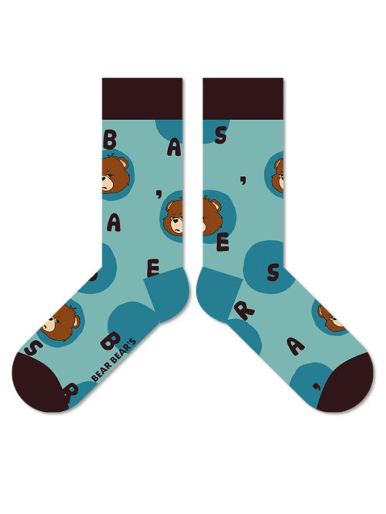 Baumwollsocken mit Bärenalphabet-Cartoon-Motiv