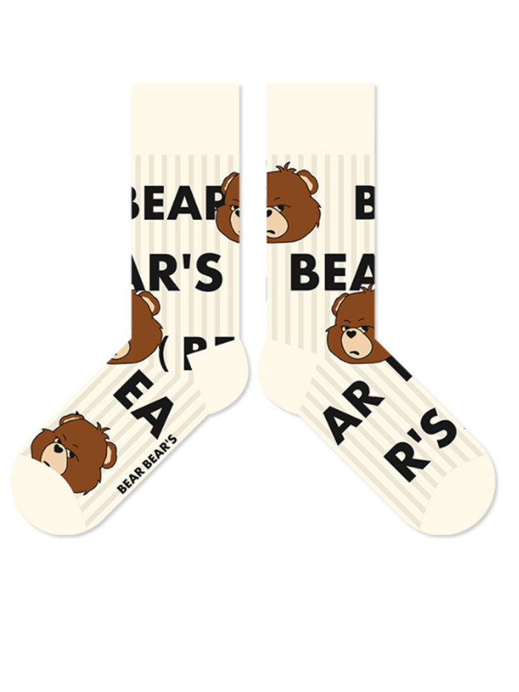 Baumwollsocken mit Bärenalphabet-Cartoon-Motiv