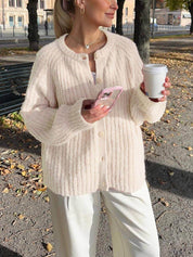 Cardigan a maniche lunghe a tinta unita stile casual ampio