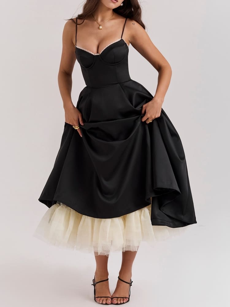 Black Midi Dress in Tulle