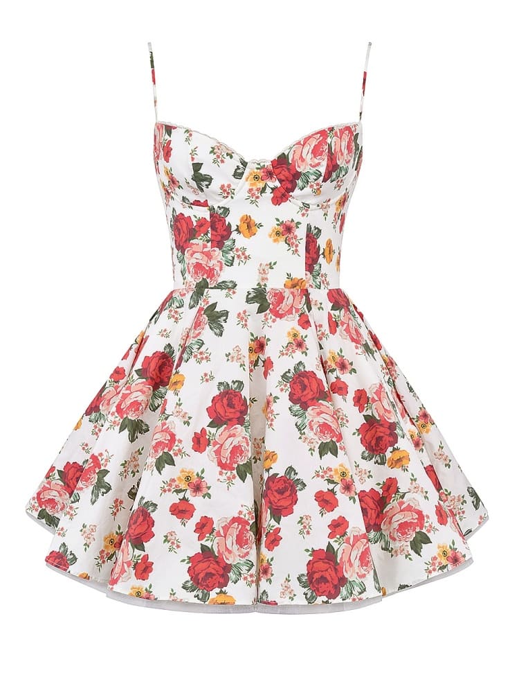 Italian tulle mini dress with rose print