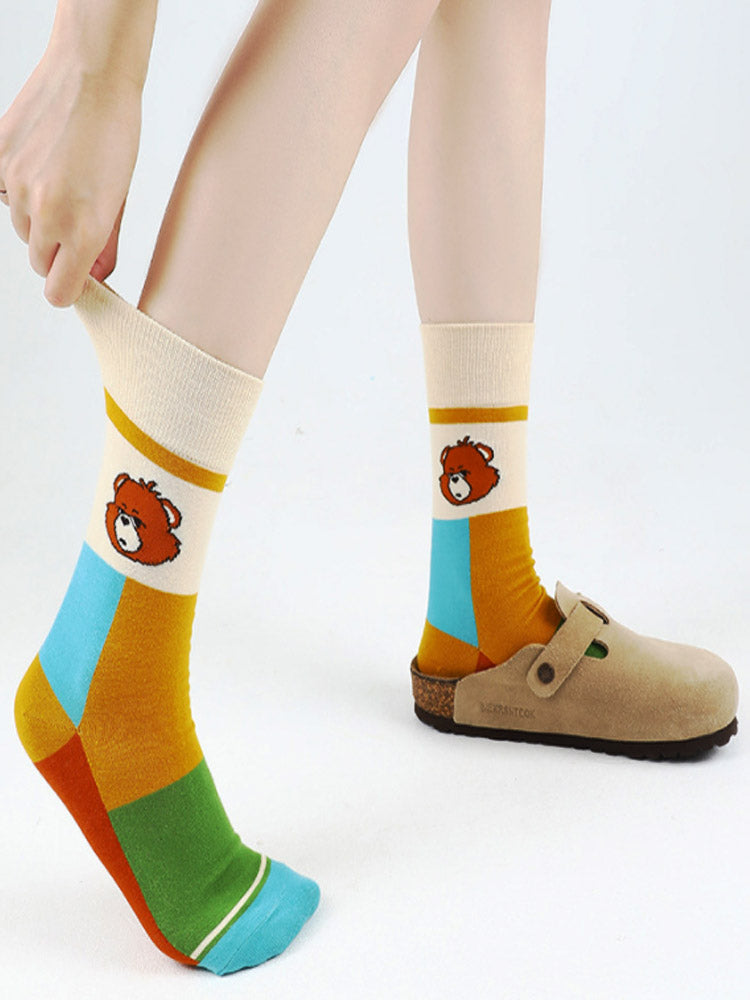 Baumwollsocken mit Bärenalphabet-Cartoon-Motiv