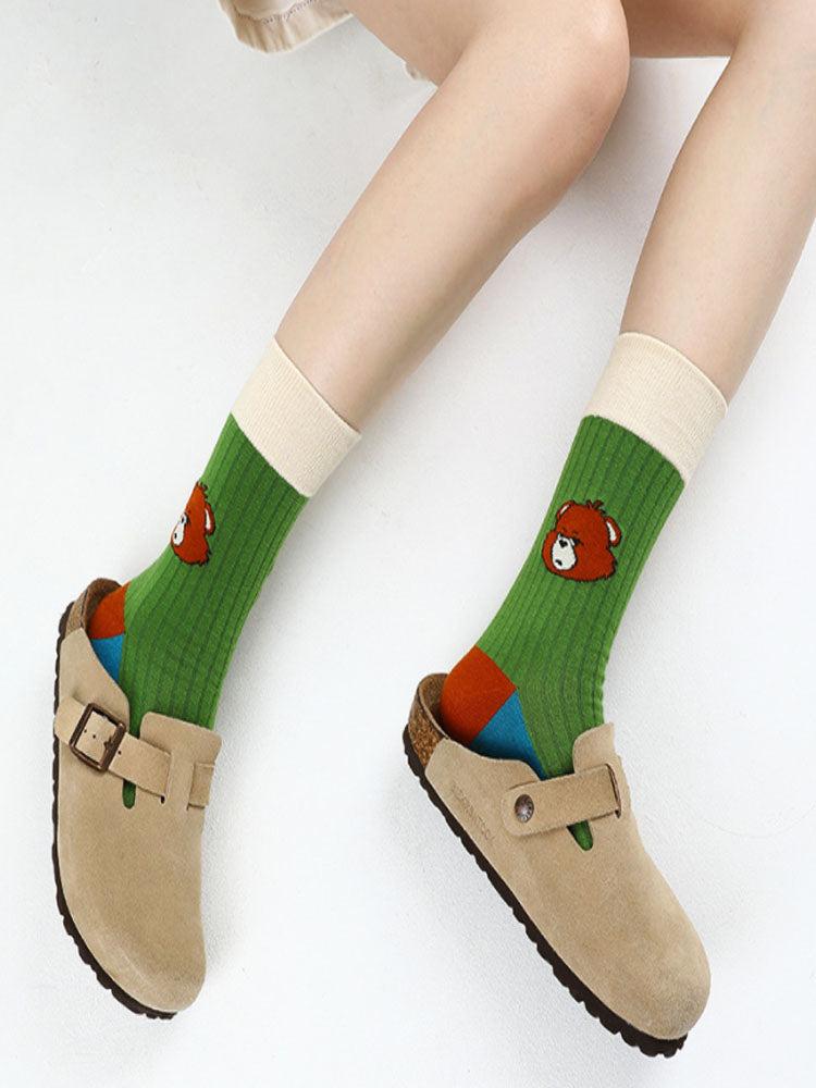 Baumwollsocken mit Bärenalphabet-Cartoon-Motiv